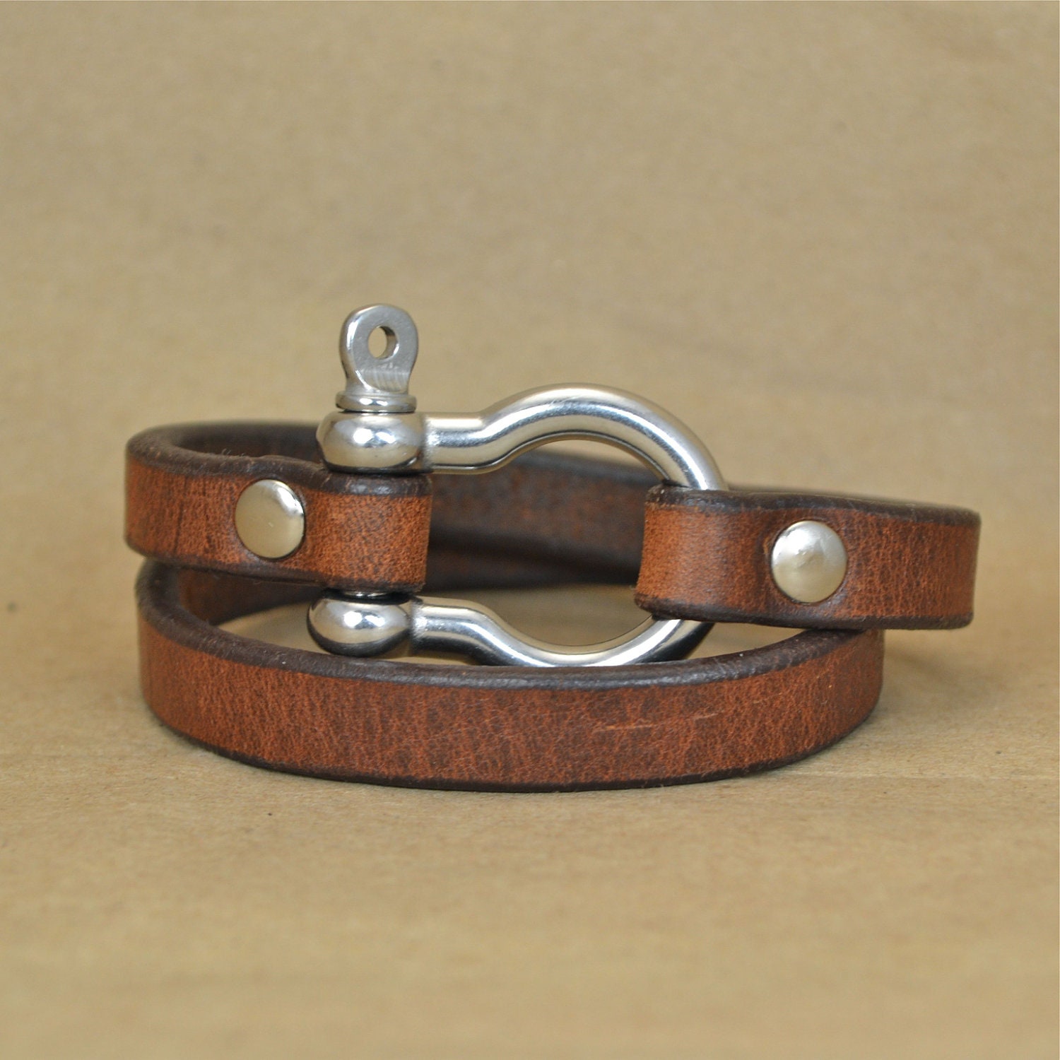 Horseshoe Leather Wrap Bracelet