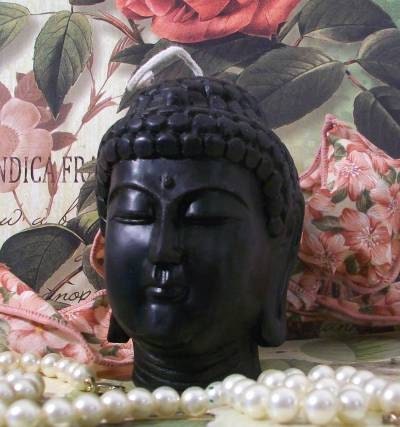 Black Beeswax Buddha Head Candle