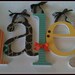 Baby Girl Wooden Letters - Sweet Safari Theme - Brown Orange Aqua Yellow