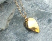 Gold Petal Necklace . 14 K Gold Filled Chain . Tiny Petal Pendant . Tiny Gold Leaf Charm Necklace . Delicate Everyday Jewelry . Handmade