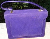 Purple Purple Pumpkin Eater Sweet Vintage Purple Suede handBag Puse 1950s