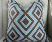 Decorative Designer Pillow Cover - 18"X18" -  David Hicks for Lee Jofa - Groundworks - La Fiorentina in Brown/blue