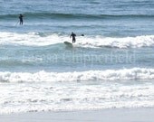 SURFERS - Ocean Waves - Pacific Ocean - 8 x 12 - Fine Art Digital Photography - Nature - Hang Ten - Blue Water - Relax - Sunshine - Beach