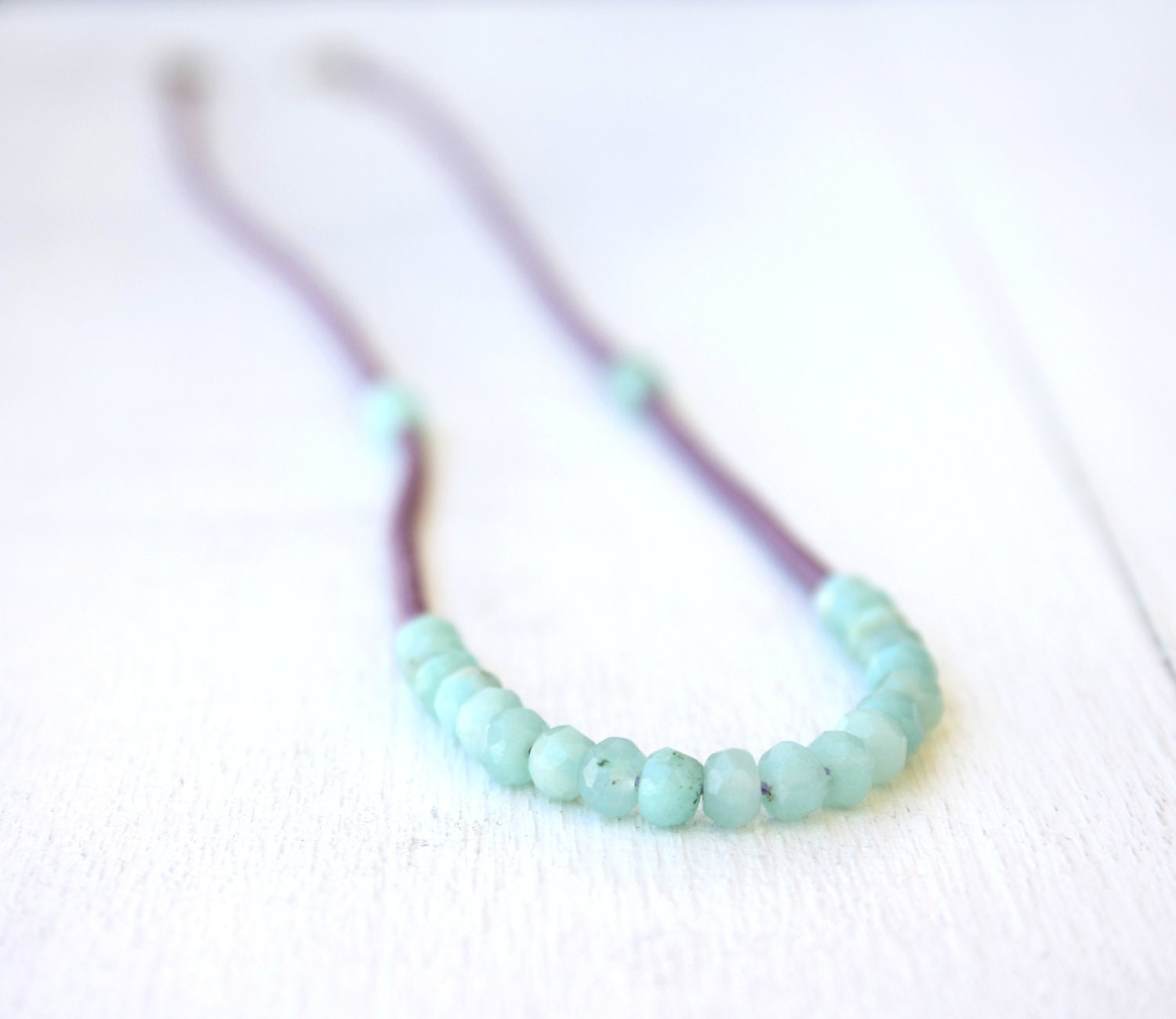 Purple and Seafoam Green necklace / beaded necklace mint and purple / spring summer fashion / pastel colors FREE SHIPPING - SilverLinesJewelry