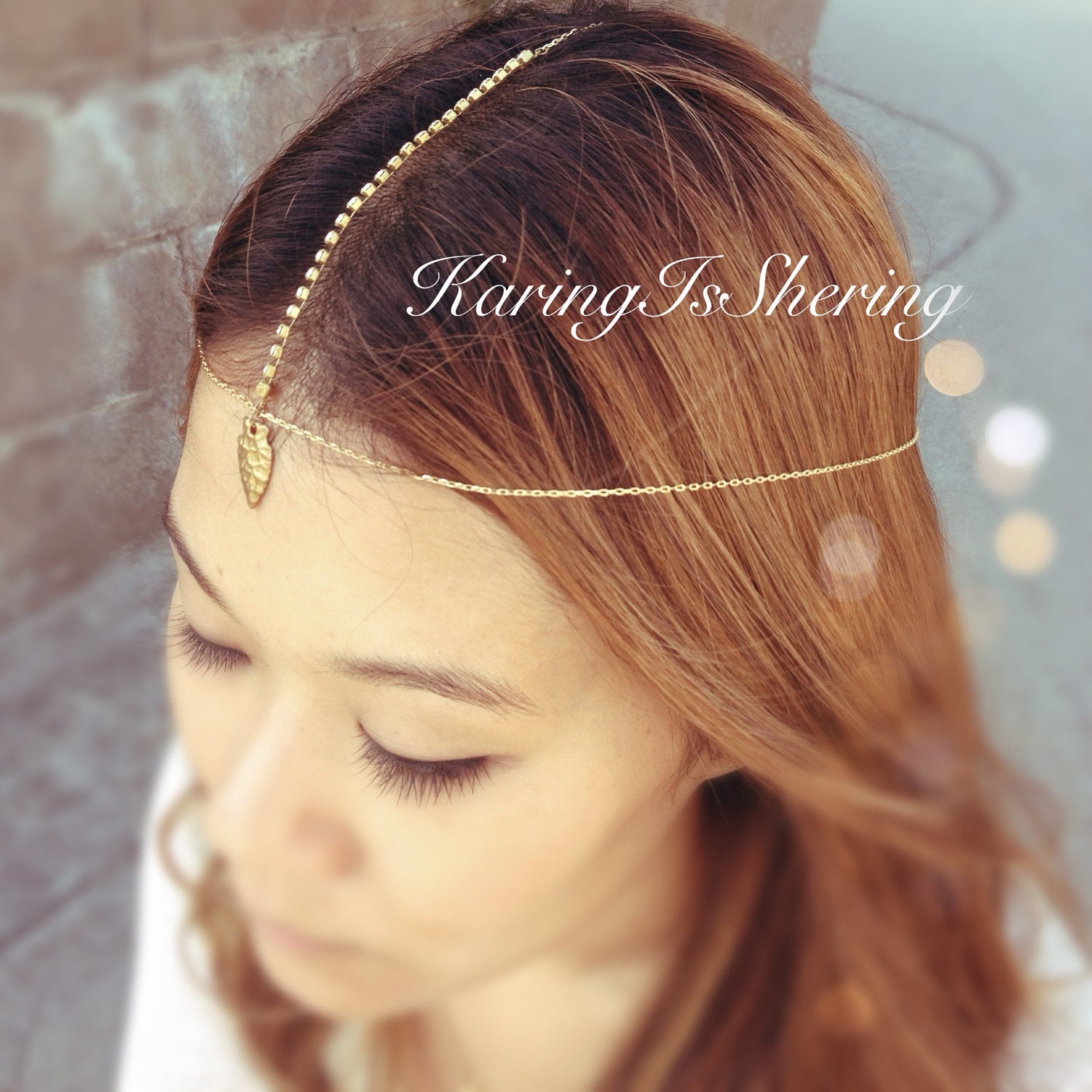 Athena Arrowhead Rhinestone Gold Chain Headpiece
