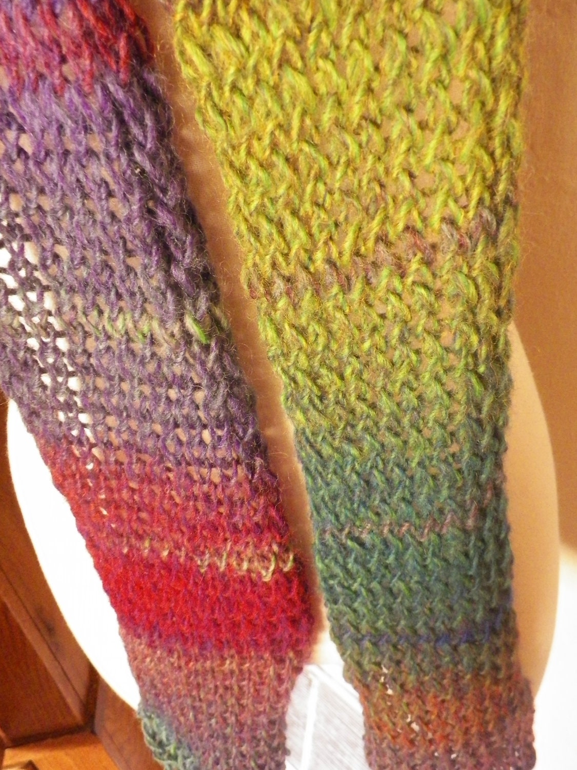 ON SALE Scarf Beautiful Multicolor Stripes in Jewel Tones Purple Magenta Blue Amber Green