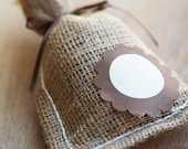 Set of 3- Natural Burlap Bags stitched with white twine-  Size 3.75 in x 6.75 in