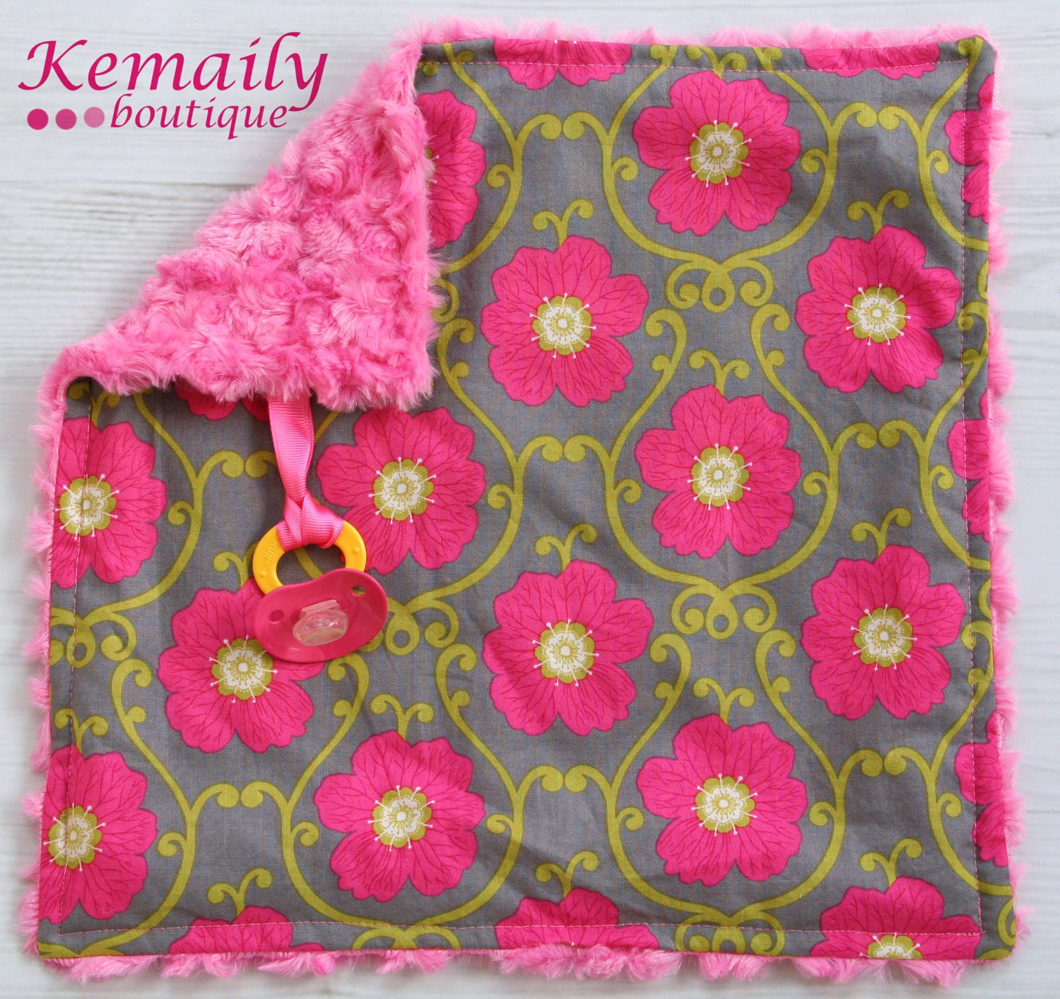 Ecograda Rose Minky Binky Blanket From Kemaily