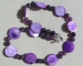 Amethyst & Purple Mother of Pearl Crystal Gemstone Necklace - "Sweet Lavender"