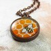 Honey Bee necklace, copper bumble bee jewelry, honeycomb illustration art print, spring bee necklace, LIMITED EDITION