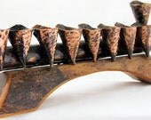 Classic Ancient Look Red Copper Hanukkah Menorah by Rami Zamir