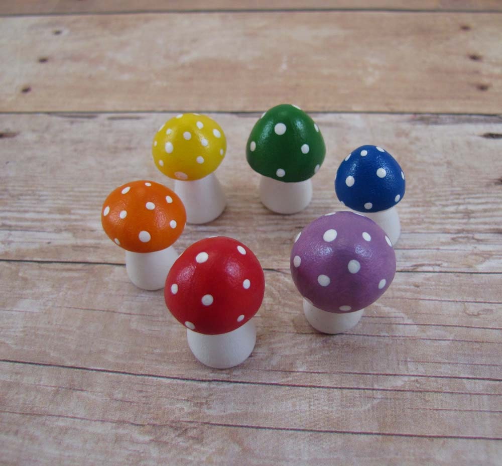 Tiny Rainbow of Toadstools Fantasy Figurine or Terrarium Decoration Made to Order