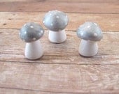Tiny Silver Trio of Toadstools Fantasy Figurine or Terrarium Decoration Made to Order