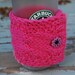 Eco fashion Handknit pink Cup Cozy eco-friendly pure cotton, sleeve or wrist warmer.  Valentines giftReady to ship