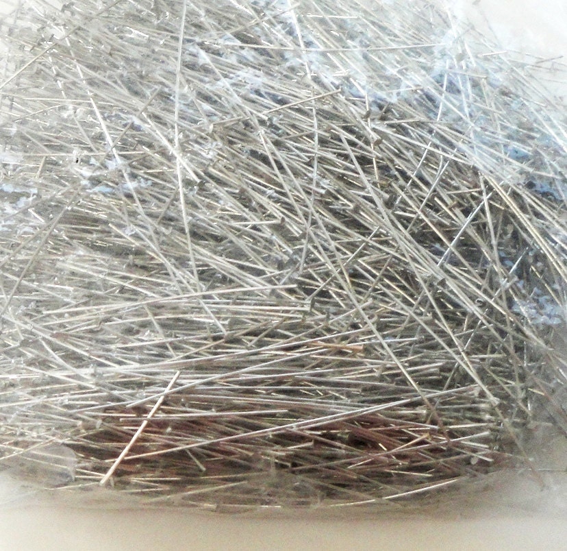 Dark Silver Plated Flat Headpins /Long Head pins (100) Pieces 3" Inches 75mm 23 Gauge (100) Pieces