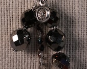 Cluster Necklace - Czech Glass Beads and Pewter Charm, 18 inches