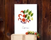 Italian Kitchen Art print Insalata Caprese WHITE / high quality fine art print