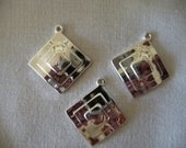 Drop, silver-plated brass, 27x27mm fancy diamond, Pkg Of 2