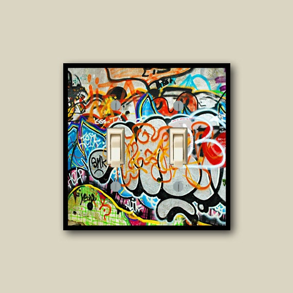 genuine graffiti wall decor, graffiti lightswitch cover, street art decor light switch plate cover, graffiti decor, wall art DP-084-D1