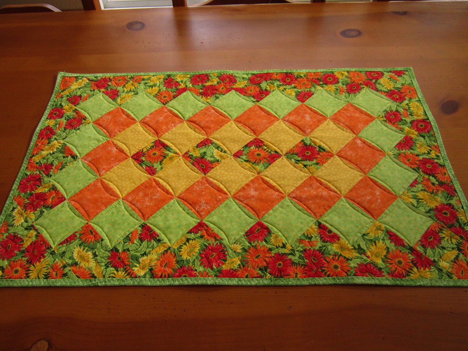 Quilted Table Topper, Handmade Table Topper Runner