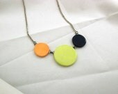 Large Necklace in Yellow, Lime, and Navy Blue