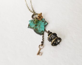 Maple Leaf and Birdcage Necklace