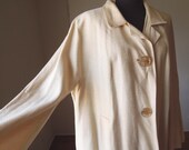 Vintage 50's or 60's Coat, Mad Men Era, Cream Silk Shantung, Dressy, Women's Medium