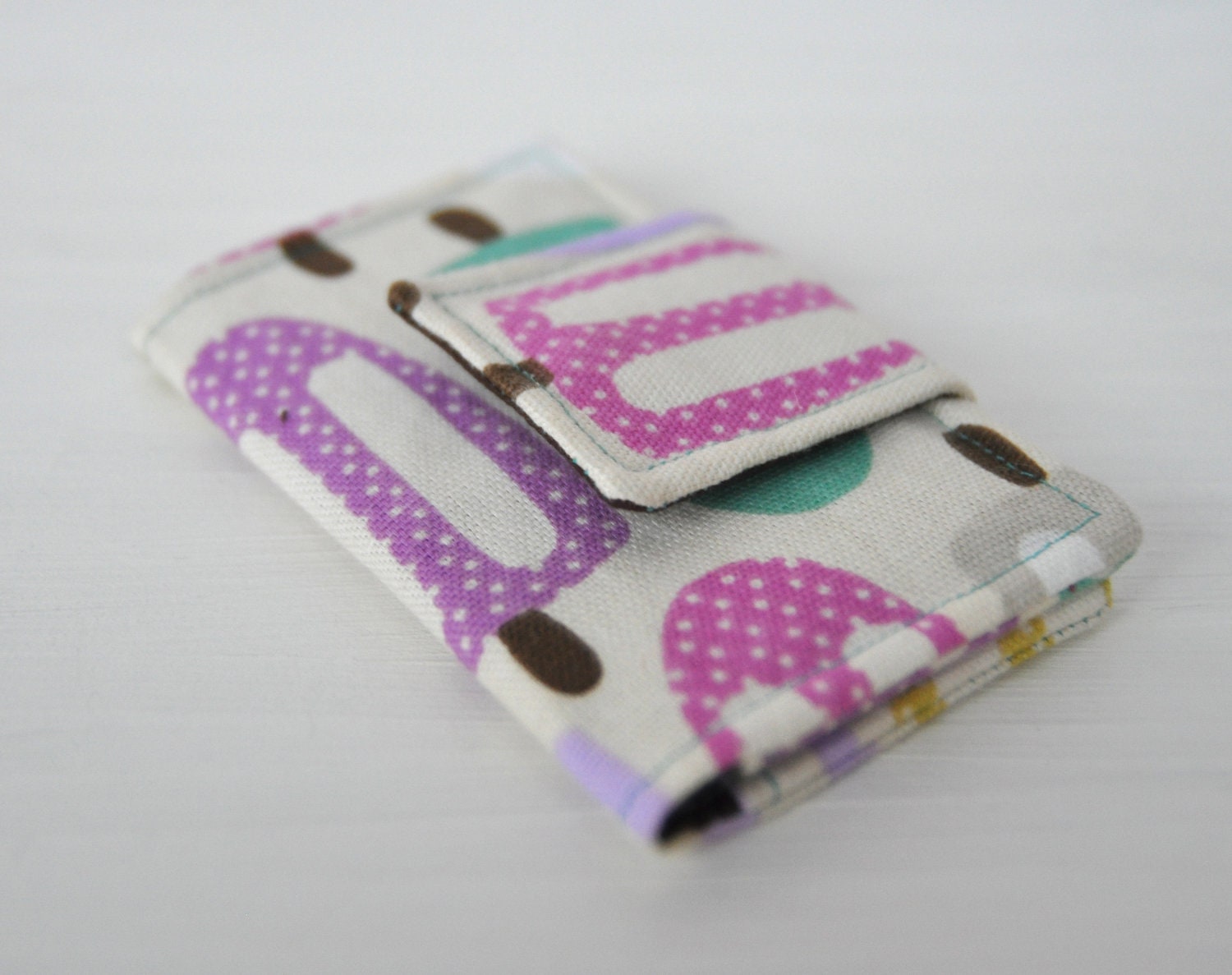 Summer Time Popsicles Mini Wallet and Business Card Case - Pastel Teal Pink Lavender Yellow