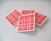 Red Plaid Mini Notecards and Gift Tags - Lovely Ladybugs - monetware