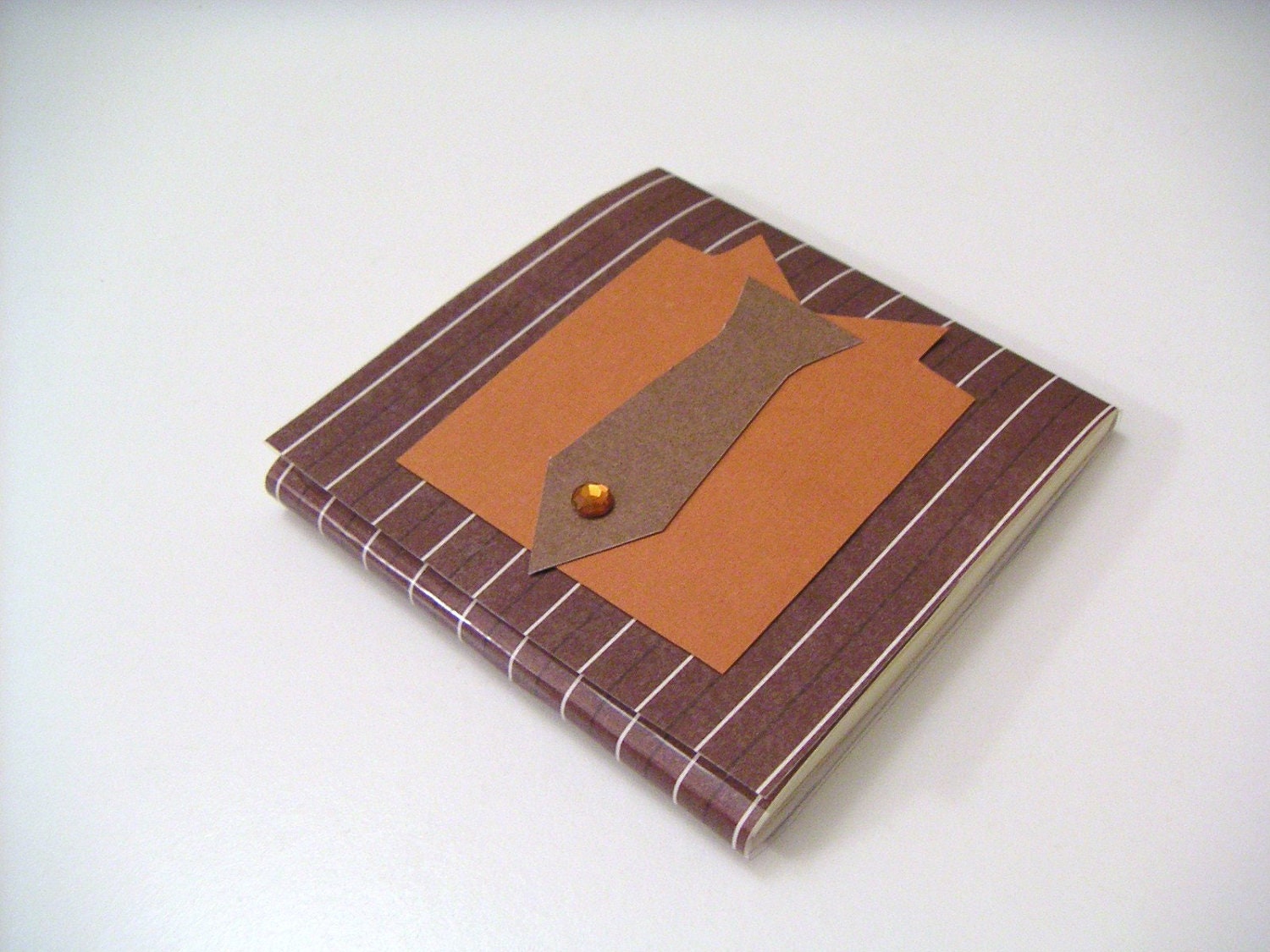 Brown Pin Striped Sticky Notes Pad with Burnt Orange Shirt and Brown Necktie - Just for Him Collection