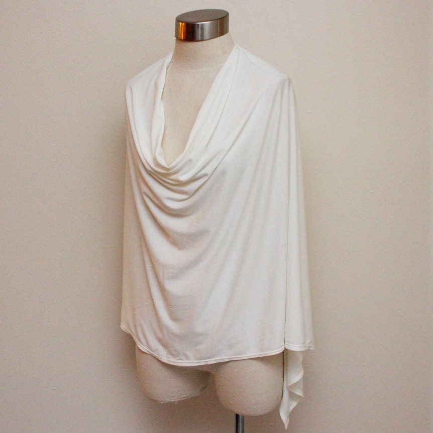 Eco Nursing Cover Nursing Poncho Wrap Shawl Vanilla Bamboo Cotton
