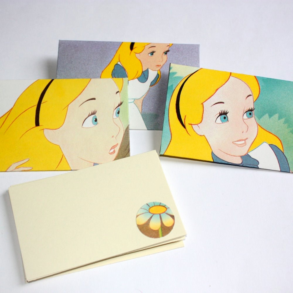 Upcycled stationery - Alice in Wonderland