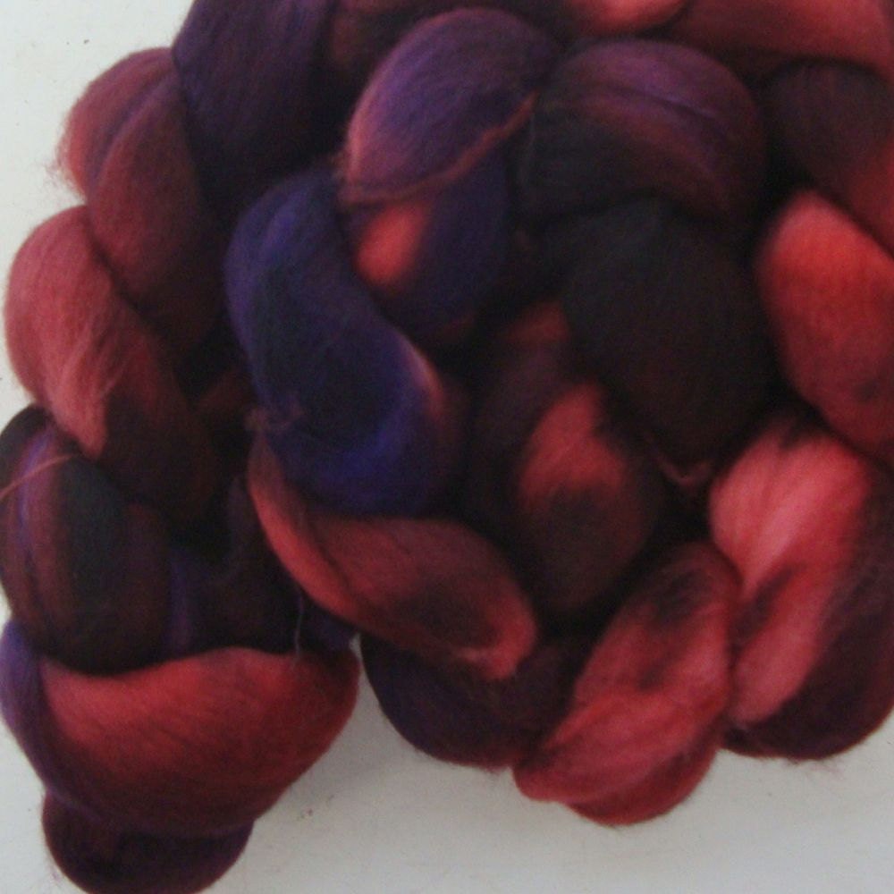 Organic Polwarth, hand dyed roving, Autumn Garden, Phat Fiber November