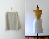 Vintage 1980s deadstock gray leather pencil skirt