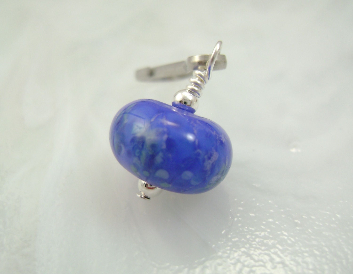 Blue Phone Charm Zipper Pull Purse Charm PDA FOB Pendant Handmade Glass