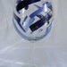 Wine glass hand painted with blue stripes