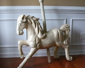 Paper Mache Carousel Horse. Unique Home Decor. Art. Sculpture. Ivory White. Nursery Decor. Eclectic Home Decor. Unique. Shabby Chic.