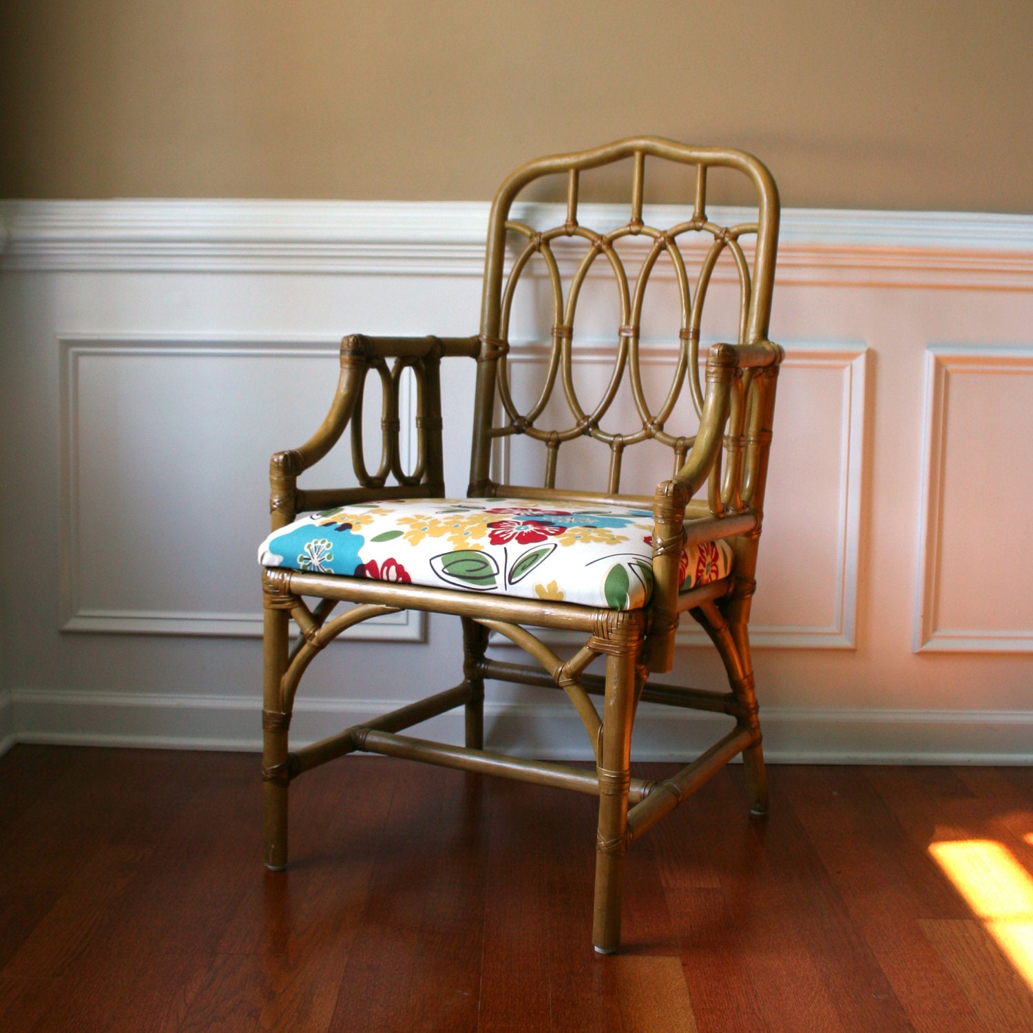 Rattan Cane Chair. Chinoiserie. Vintage Chair. Accent Chair. Dining Chair. Hollywood Regency. Fall Autumn Home Decor. Desk Chair. Bohemian.