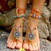 GYPSY summer BAREFOOT SANDALS sole less sandals beach wedding rainbow dance jewelry slave anklet foot jewelry bohemian shoes unique
