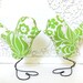 Love Birds Wedding Cake Toppers, Summer Apple Green Floral Damask and Ivory, Summer Wedding, Anniversary Gift, Baby Nursery Decor