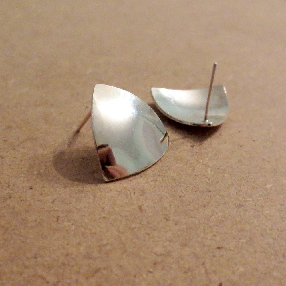 Large Modern Triangle Earrings in Sterling Silver