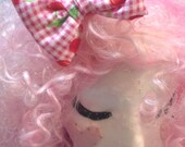Pink and White Gingham and Cherries Mini Stuffed Nellie Bow