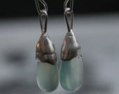 aqua chalcedony drops and sterling silver dangle earrings