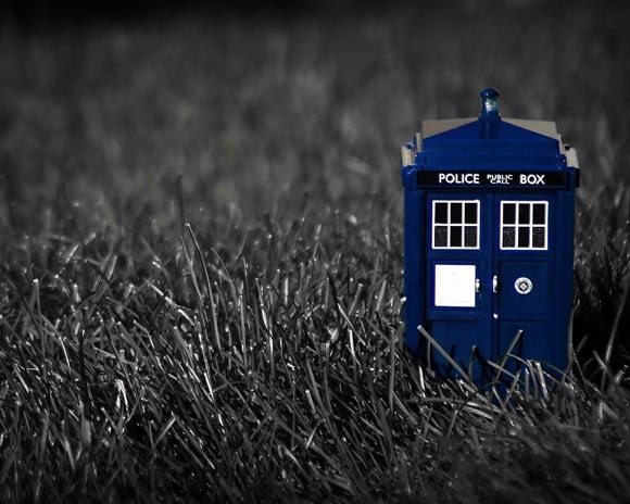 Dr Who - Tardis Lands in Oregon, Blue Police Box, 8X10 Photojournalism Free Shipping Priority