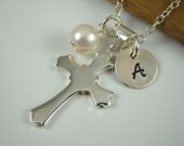 Cross Charm Necklace, Confirmation Gift, Communion Gift, Faith, Sterling Silver, Cross Pendant IN013