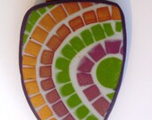 ATHENS 2 Mosaic Pendant Shimmering Gold and Purple in Polymer Clay