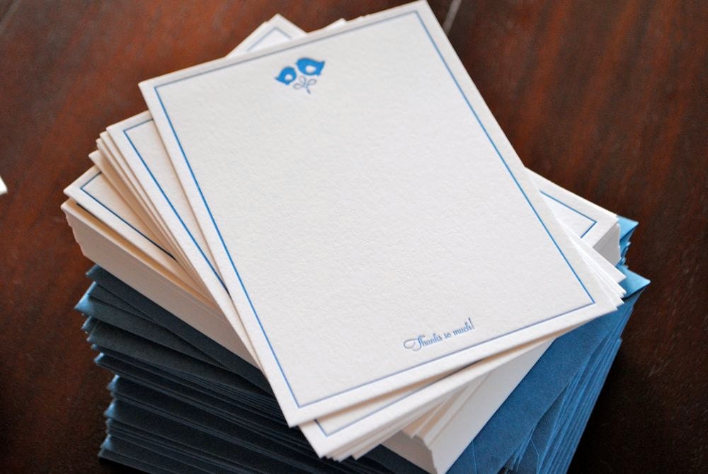 Letterpress Love Dove Thank You Notes - set of 20