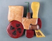 Choo-Choo Train steam engine railway track railroad wooden Christmas holiday ornament