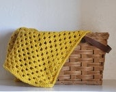 Mustard Baby Blanket  Granny Square  Style Gold Yellow Afghan - AllThingsGranny