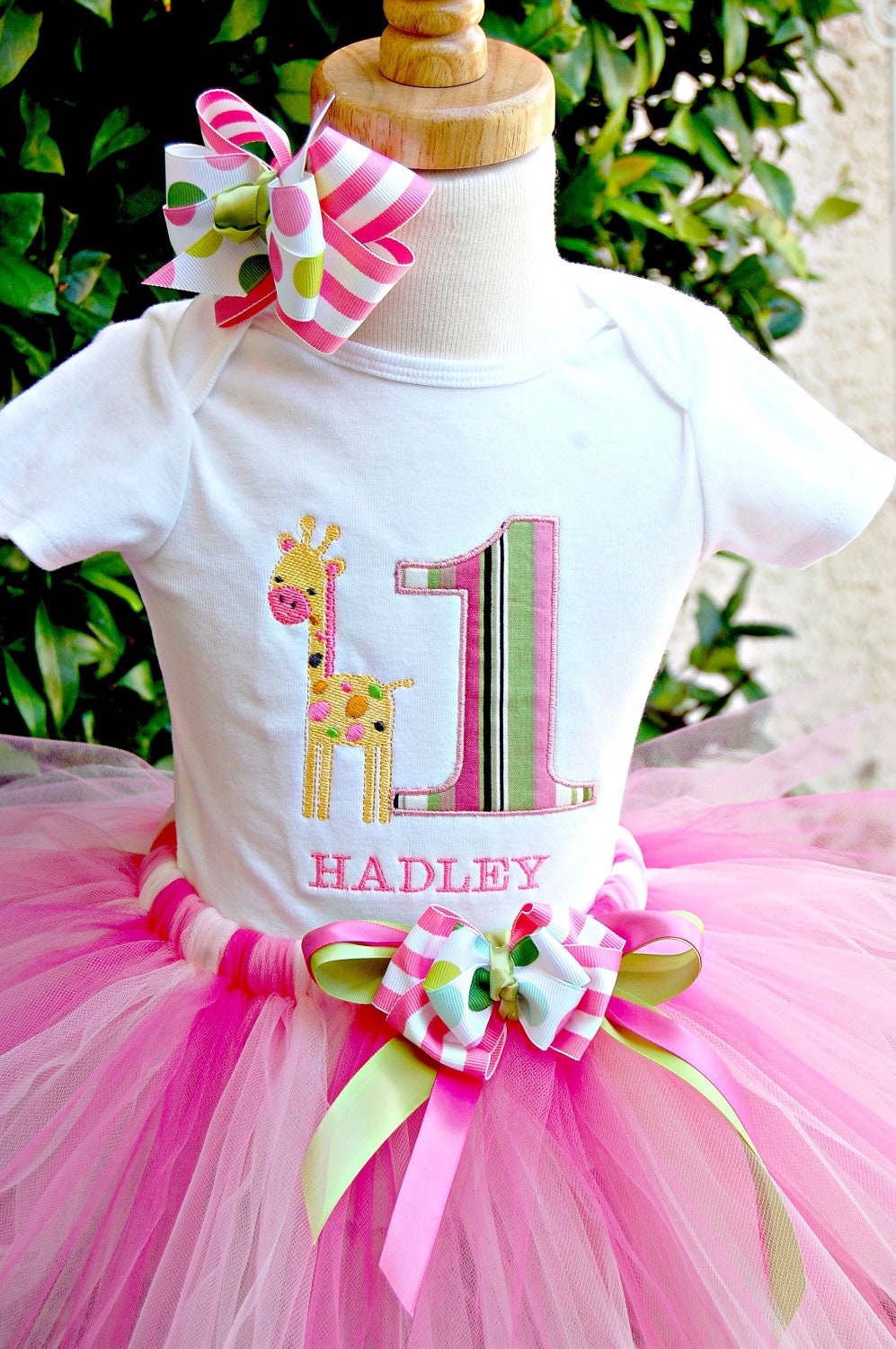 Pink Giraffe Safari personalized Onesie or T shirt to size 5 -Birthday Pink Giraffe Safari Birthday Outfit